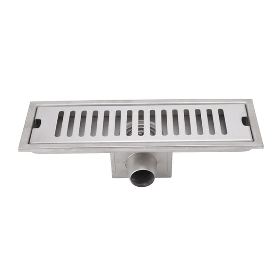 12 Inch Linear Shower Drain with Removable Grid Panel, Fashionable 304 Stainless Steel, Rectangular Shower Floor Drain Channel Quick Drainage with Check Valve for Bathroom Kitchen