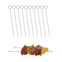 12-Inch Long Stainless Steel Skewers Barbecue Skewers Barbecue Skewers Poultry Roast Goose Needle Skewers for Barbecue Shish Kebab Kabob Reusable Sticks 10 Pack