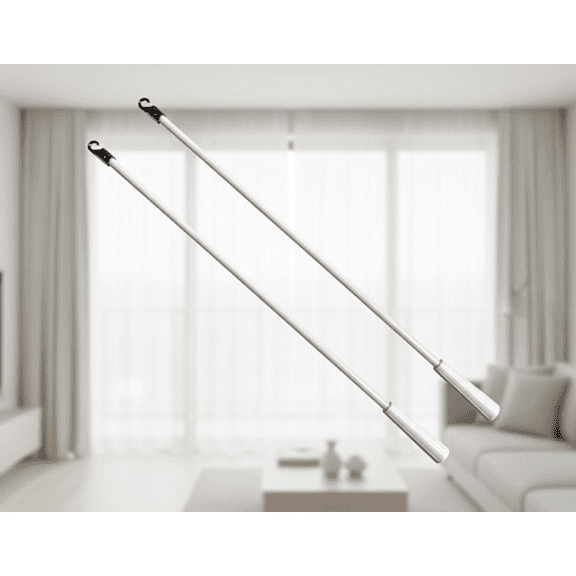 12-Inch Long White Vertical Window Blind Tilt Wand Replacement Set of 2, Durable Fiberglass with Hook and Handle for Windows, Curtains, and Doors