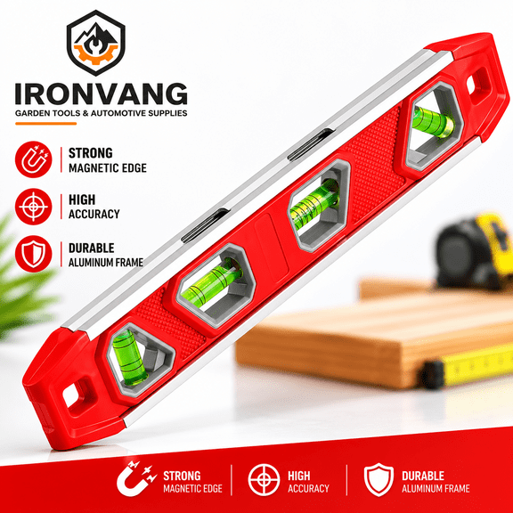 12 Inch Magnetic Torpedo Level with 4 Bubble Vials, Aluminum Alloy Pocket Level Tool, Multi-Pitch Measuring Level for Construction, Framing, Plumbing, Pipe, DIY & Carpentry