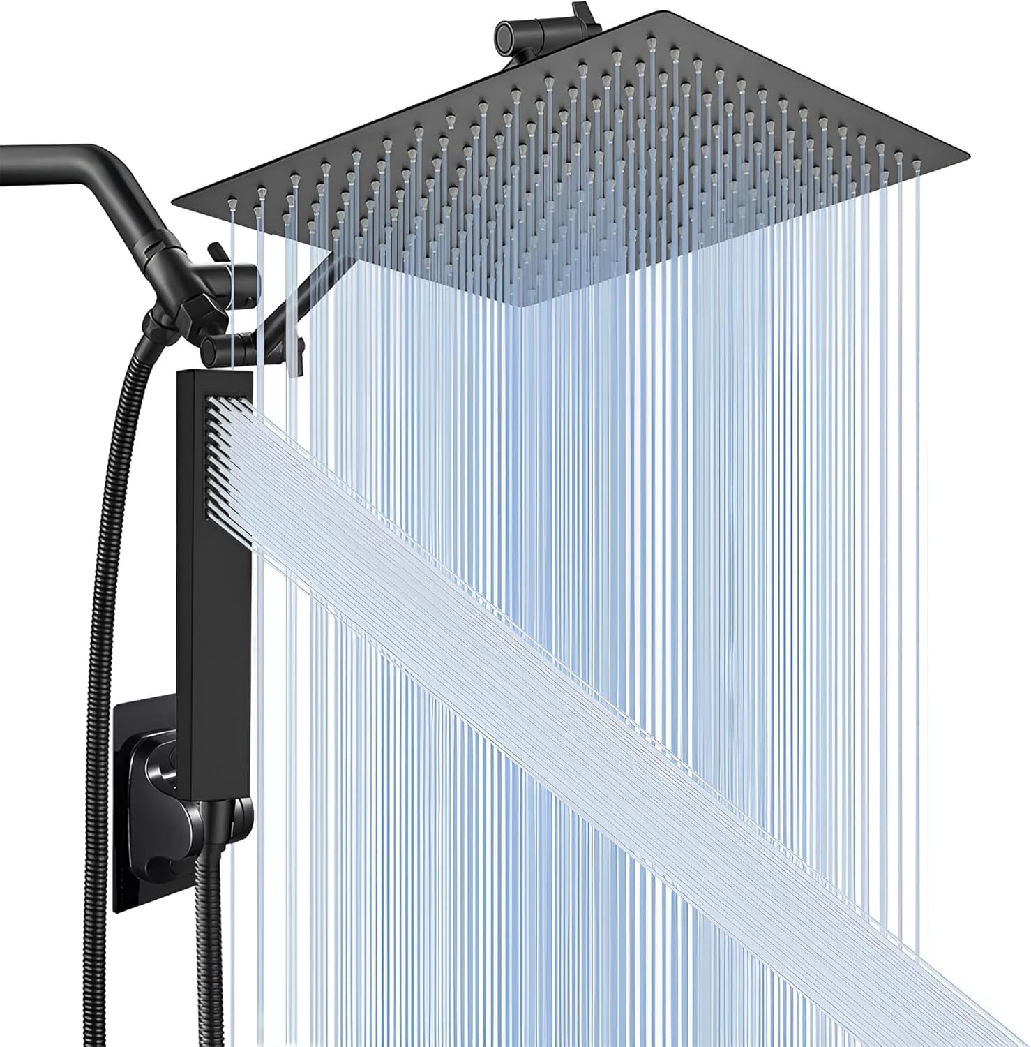 Matte Black 12'' High Pressure Rainfall Shower Head Combo