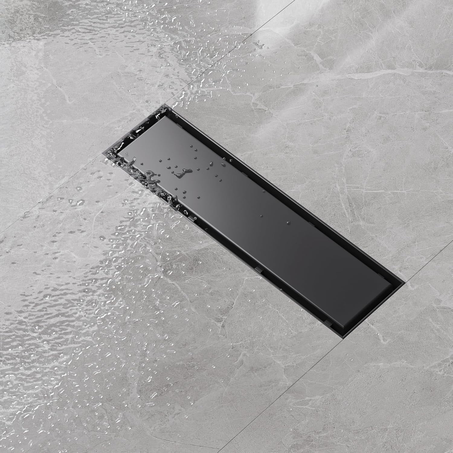 12 Inch Matte Black Linear Shower Drain, SUS304 Stainless Steel ...