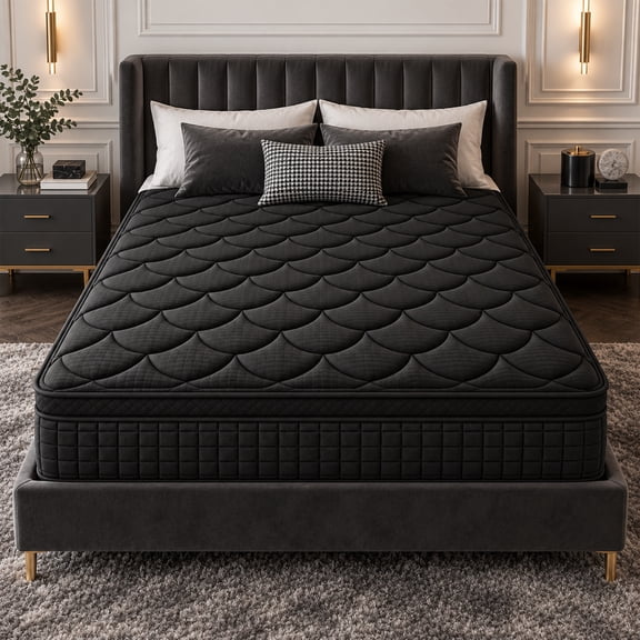 12 Inch Mattress Queen Size, Memory Foam Hybrid Mattresses in a Box, Pocket Springs for Motion Isolation, Medium Firm Fiberglass-Free and CertiPUR-US