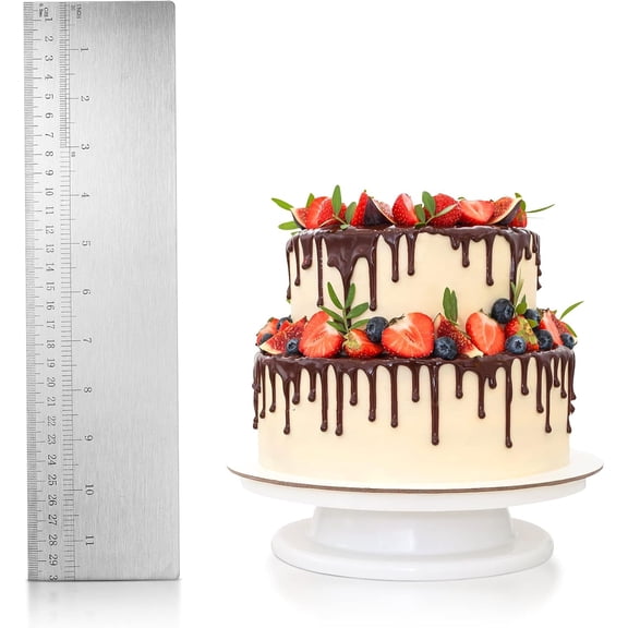 12 Inch Metal Cake Scraper, Large Cake Scraper With Scale, Smoother And Smoother Cake Edges, Cake Decorating Tool For Baking Measuring Cake Mousse Cream Accessories