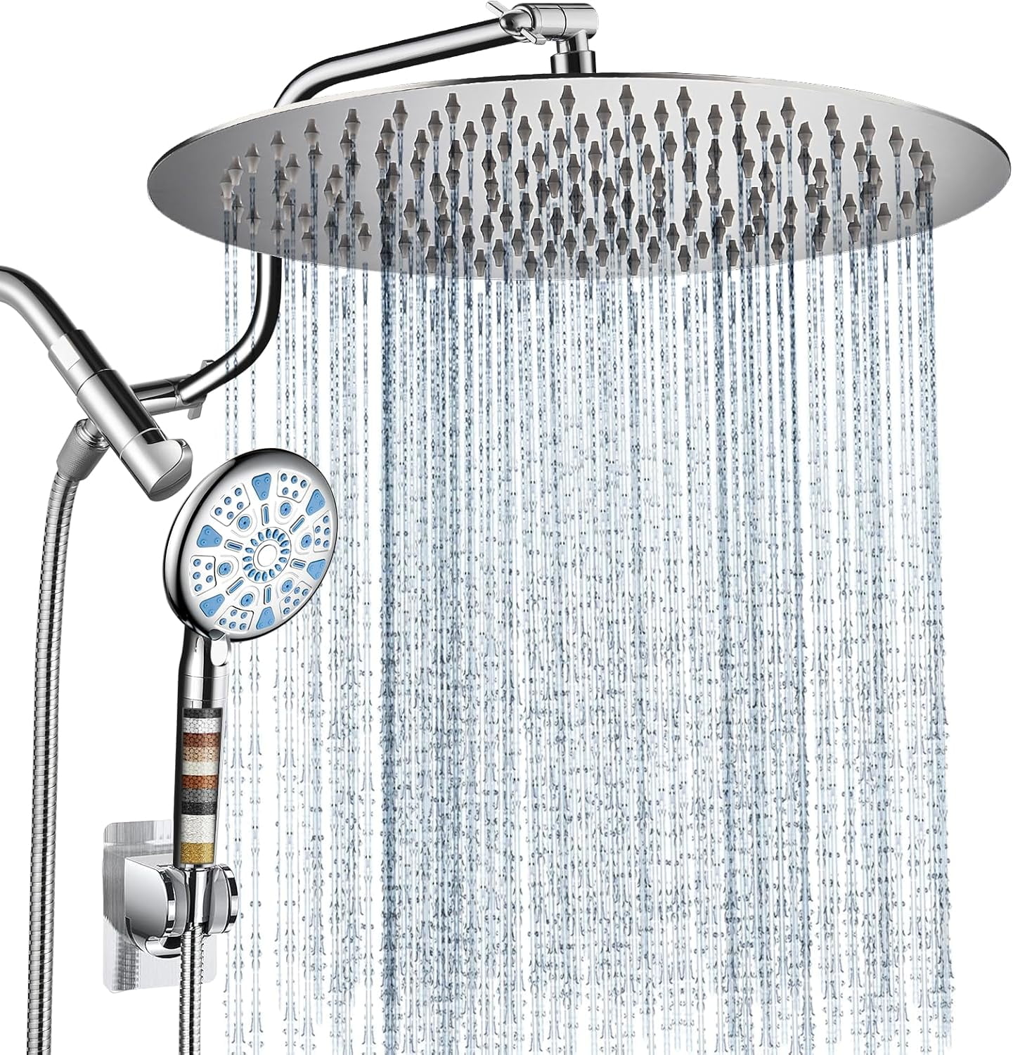 Qzgyoool Metal 12'' Rain Shower Head With Handheld Spray, 4 1 Settings - View #7