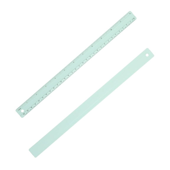 12 Inch Metal Ruler, 2Pcs Aluminum Alloy Metric Ruler with Inches and Centimeters Precision Measuring for Office Engineering Drafting Style 2, Green