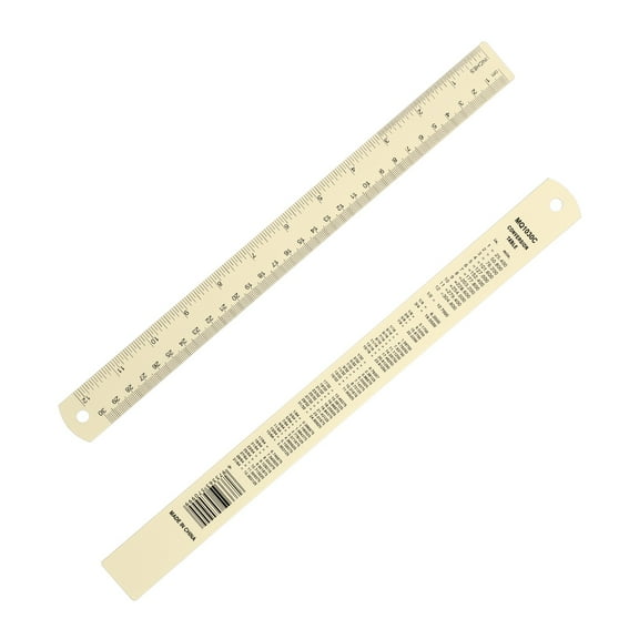 12 Inch Metal Ruler, Aluminum Alloy Metric Ruler with Inches and Centimeters Precision Measuring for Office Engineering Drafting, Beige