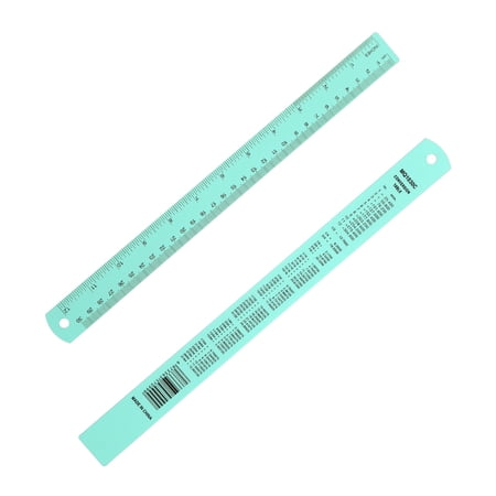 12 Inch Metal Ruler, Aluminum Alloy Metric Ruler with Inches and Centimeters Precision Measuring for Office Engineering Drafting, Light Blue