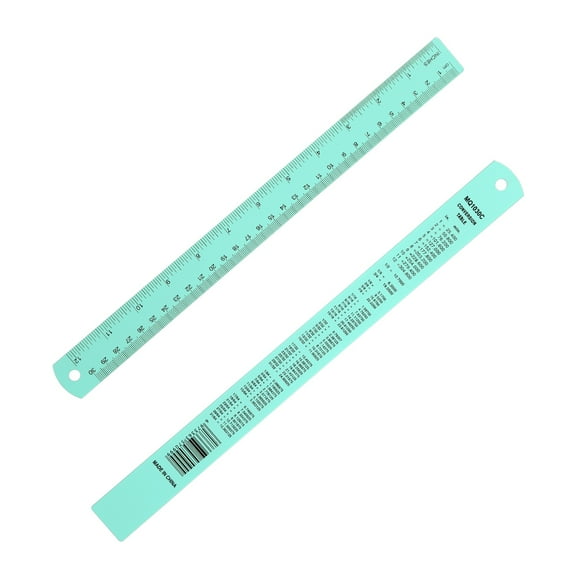 12 Inch Metal Ruler, Aluminum Alloy Metric Ruler with Inches and Centimeters Precision Measuring for Office Engineering Drafting, Light Blue