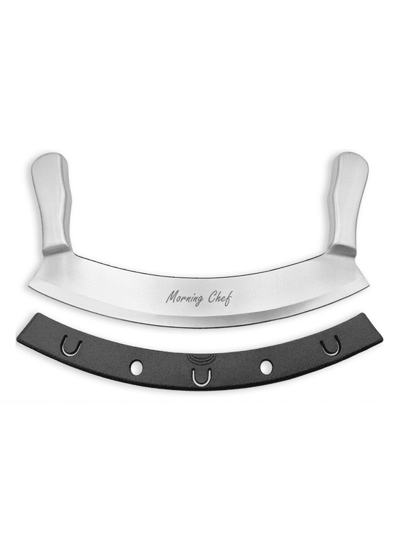 12 Inch Mezzaluna Knife Stainless Steel Chef Knife Pizza Cutter Chopper