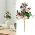 thumbnail image 1 of 12 Inch Mini Purple and Pink Roses Artificial Flowers with Long Stem Fake Rose Silk Flowers for Wedding Bridal Bouquet Baby Shower Decor Table Centerpieces,1Pcs(E), 1 of 5