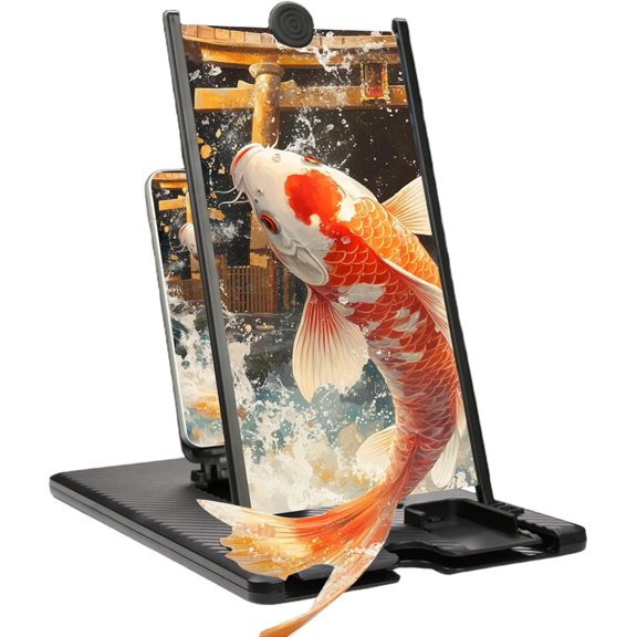 12 Inch Mobile Phone Screen Magnifier,  Anti-Blue Light  Pull-Out Vertical Screen Amplifier, Support Remote Control to Swipe Up and Down Video (Black,12 Inch)
