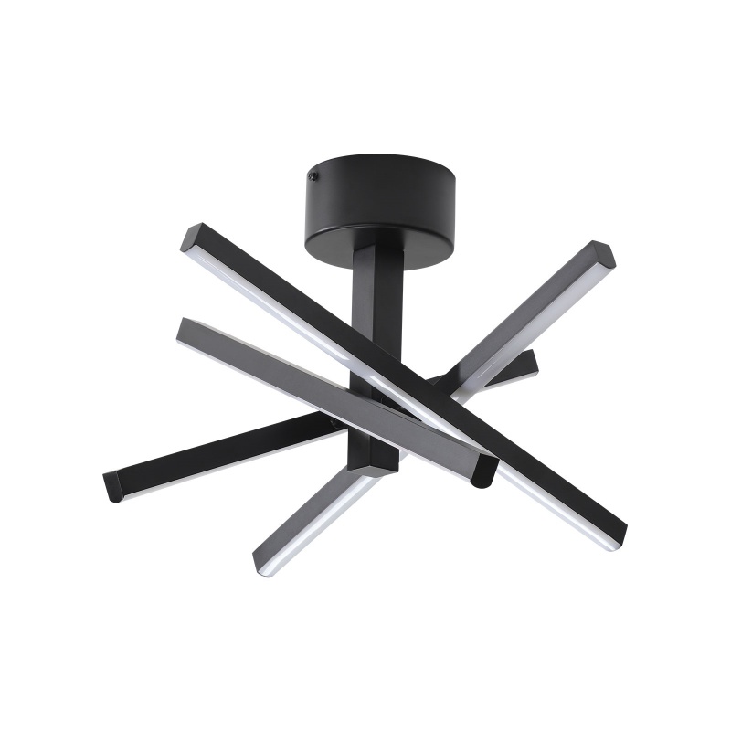 12 Inch Modern LED Ceiling Light Geometric Starburst Black Finish Flush Mount Fixture for Living Room Bedroom Hallway Kitchen Dining Room