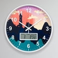 thumbnail image 1 of 12 Inch Mondern Wall Clock With Week Date Temperature of LCD,Mountain,White, 1 of 4