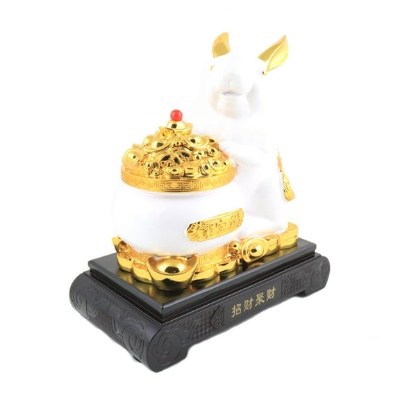 12 Inch Money Pot White Rabbit Statue