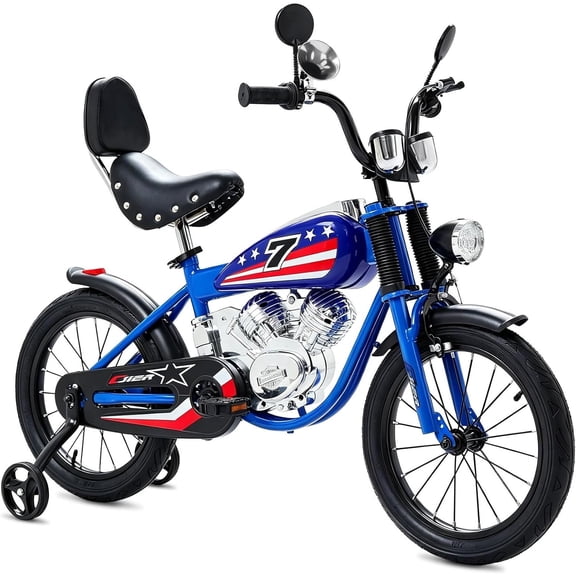 12 Inch Moto Style Kids Bike for Boys Girls, NEORIVER Kids Bicycles for 3-9 Years Old with Training Wheels