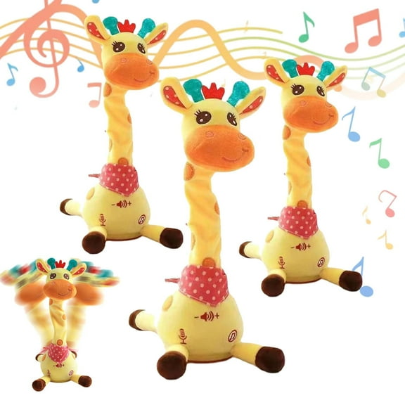 12 Inch Musical Giraffe Toy – Sings, Dances & Repeats What You Say, Dancing Talking Giraffe Toy Tummy Time Light Up Interactive Voice Imitation(4Pc)