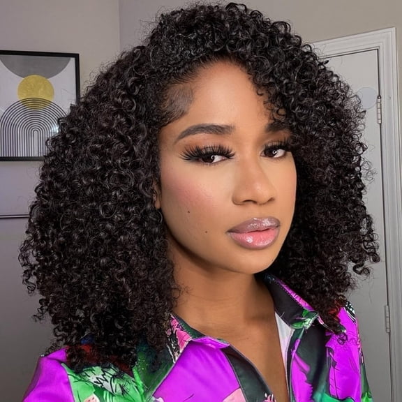 12 Inch Natural Black Color Wig, 3 In 1 Seamless Flip Over Human Hair Wig