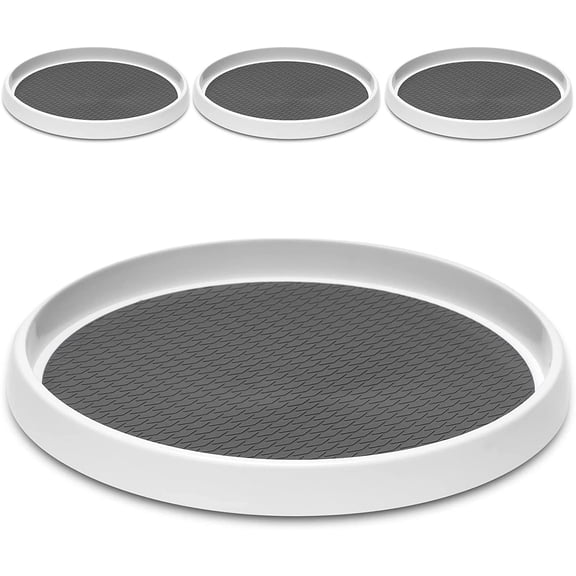 12-Inch Non-Skid Turntable Lazy Susan Organizer [4 Pack] - Spinning Rack for Cabinet Table Top, Pantry Organization Storage, Kitchen, Fridge, Vanity, Countertop, Under Sink Organizing, Spice Spinner