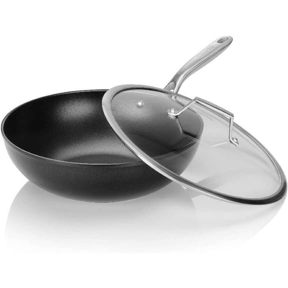 12-Inch Nonstick Flat Bottom Wok/Stir-Fry Pan, Dishwasher and Oven Safe