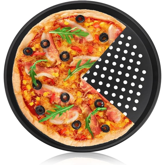12-Inch Nonstick Pizza Pan with Holes, Perforated Carbon Steel Pizza Tray for Oven, Round Bakeware Pizza Tray for Home Restaurant Kitchen