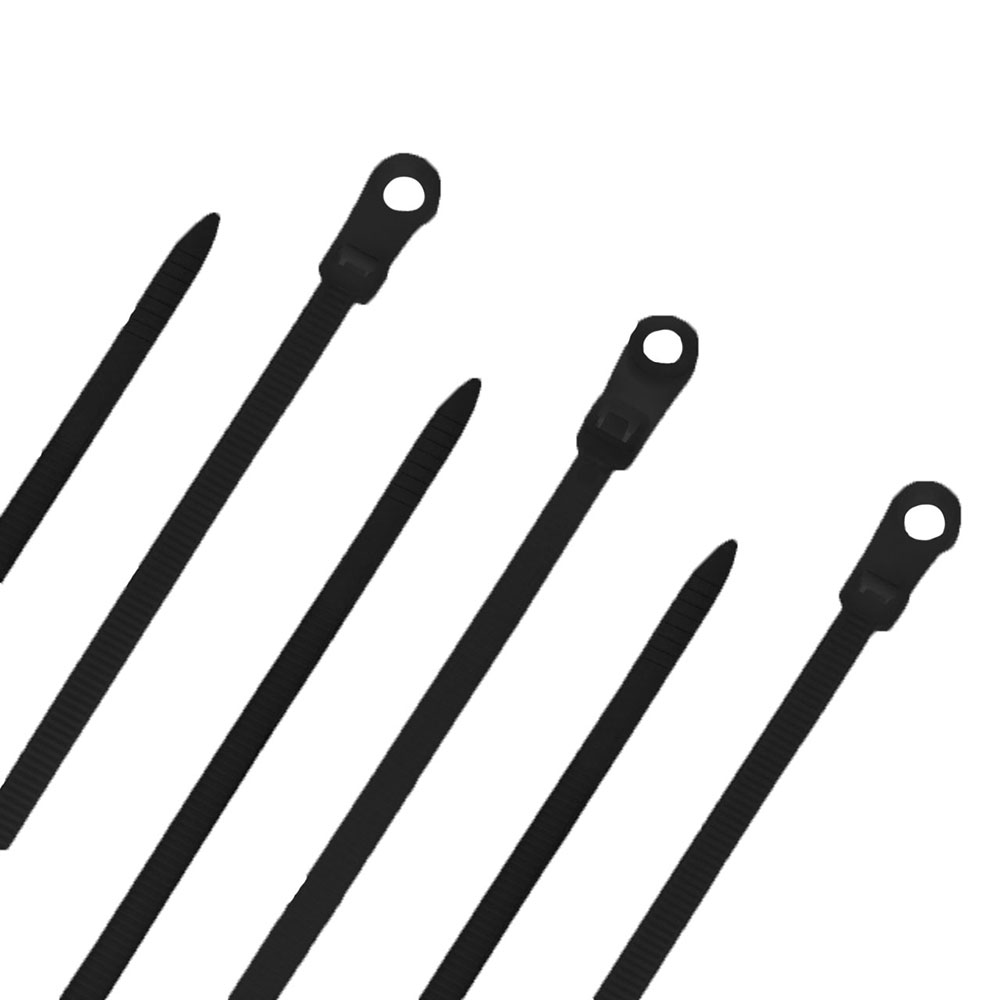 12 Inch Nylon Black Mount Head Cable Tie,50 Lbs Tensile, 100Pack
