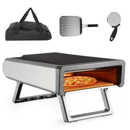12 Inch Outdoor Gas Pizza Oven, Portable Stainless Steel & Aluminum Pizza Maker for Stone-Baked Crust, Grey Finish GO12 Model
