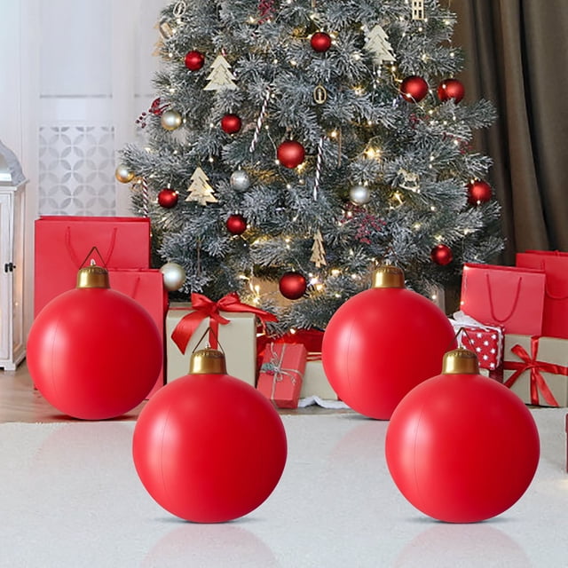 ‌12 Inch Outdoor Inflatable Christmas Ball with LED Lights Holiday Yard Decor for Front Lawn Garden Xmas Party Decorations
