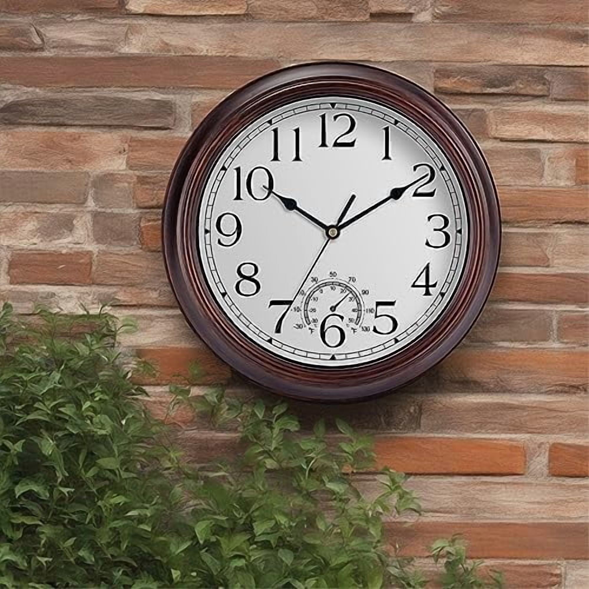 12 Inch Outdoor Wall Clock with Thermometers, Vintage Silent Wall ...