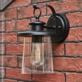 thumbnail image 1 of 12 Inch Outdoor Wall Lantern, 1-light Exterior Porch Garage Lighting Fixture, Matte Black, 1 of 6