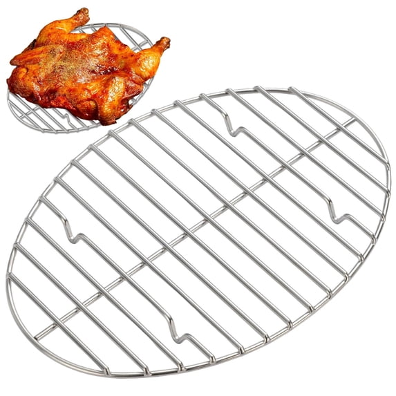 12 Inch Oval Stainless Steel Grill Rack, Chicken Grill Drain Rack, Oven Baking Cooling Rack for BBQ Air Fryer Roasting