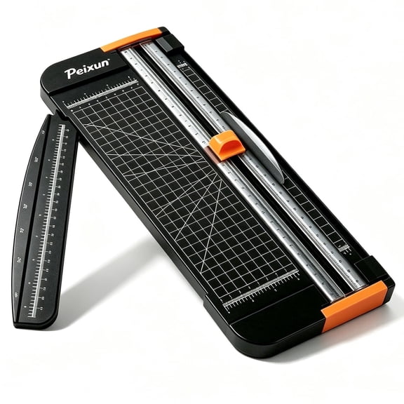Peixun Paper Cutter with Safety Blade, Foldable Ruler, 12 Inch Cutting Length