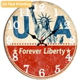 thumbnail image 1 of 12 Inch Patriotic Wall Clock, USA 250th Anniversary Wooden Round Wall Clocks with Silent Non-Ticking Quartz Movement, Battery Operated, Art Decor Hanging Clock for Kitchen, Bedroom, Living Room, 1 of 9
