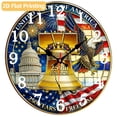 thumbnail image 1 of 12 Inch Patriotic Wall Clock, USA 250th Anniversary Wooden Round Wall Clocks with Silent Non-Ticking Quartz Movement, Battery Operated, Art Decor Hanging Clock for Kitchen, Bedroom, Living Room, 1 of 9