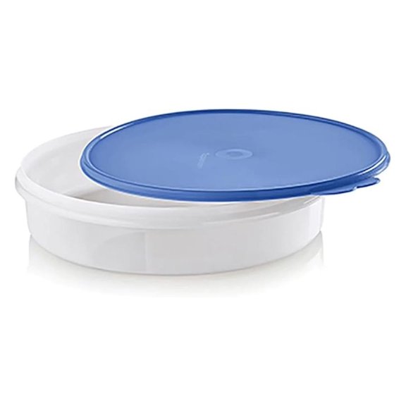 12 Inch Pie Carrier Container - Cake & Cupcake Server with Blue Seal - Round Cookie Storage Box - Portable Dessert Holder for Baking - Sapphire Blue