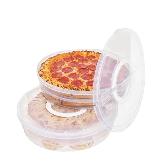 12-Inch Pie Carrier with Lid and Divider, 2-Pack Reusable Pizza Storage Container, Expandable Pie Carrier with Handle