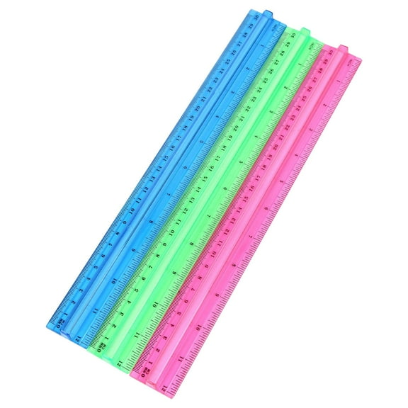 12 Inch Plastic Ruler with Handle Grip – Accurate Transparent Measuring Tool in Inches and Centimeters for kīds and Teachers Plastic Ruler Grip(1PC Random Color)