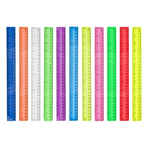 12 Inch Plastic Ruler with Centimeter and Inch Markings, Precise Measuring Tool for Office and Home, Random Color