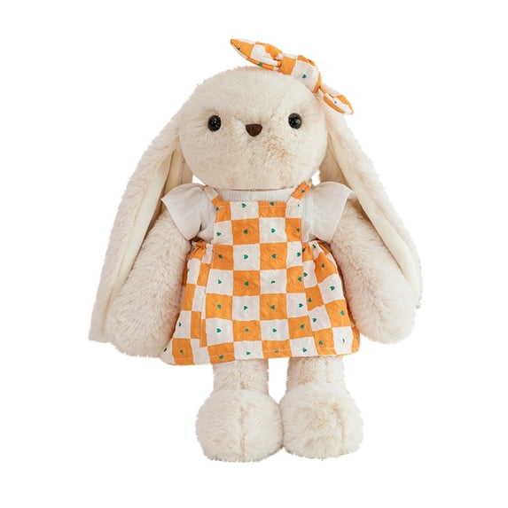 12-Inch Plush Bunny Toy - Soft Stuffed Rabbit with Floral Dress & Bow, Huggable Plushie - for Kids, Toddlers, Cuddling, Playtime, Nursery Decor, Birthday Gift