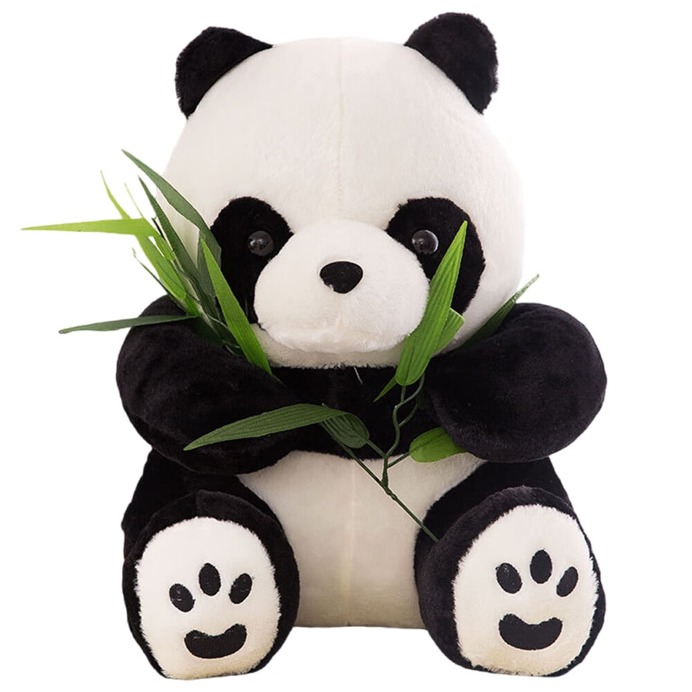 12-Inch Plush Panda with Bamboo Toy: Panda Stuffed Animal for 4-6-Year