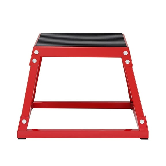 12 Inch Plyometric Jump Box, Steel Plyo Box for Agility Training - Anti-Slip Fitness Step Up Platform, Home Gym & Strength Conditioning, Red