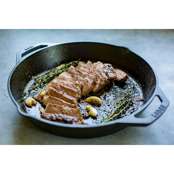 12 Inch Pre-Seasoned Cast Iron Skillet with Dual Handles - Oven, Stove, Grill, Campfire Use - Black