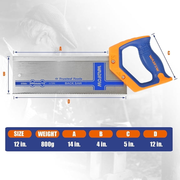 12 Inch Pro Hand Saw: 11 TPI Fine-Cut Soft-Grip Hardpoint Handsaw with Ergonomic Non-Slip Handle - Perfect for Sawing, Trimming, Gardening, Drywall and Plastic Pipes