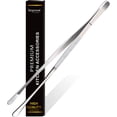 thumbnail image 1 of 12-Inch Professional Kitchen & Cooking Tweezers Tongs - Stainless Steel Long Tweezer Tongs - BBQ,Plating,Multi-use, 1 of 2