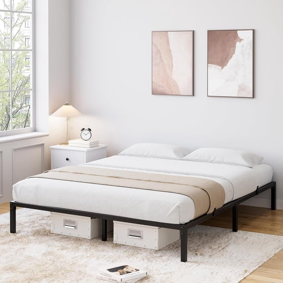 12 Inch Queen Bed Frame No Box Spring Needed,Heavy Duty Metal Platform Bed Frame