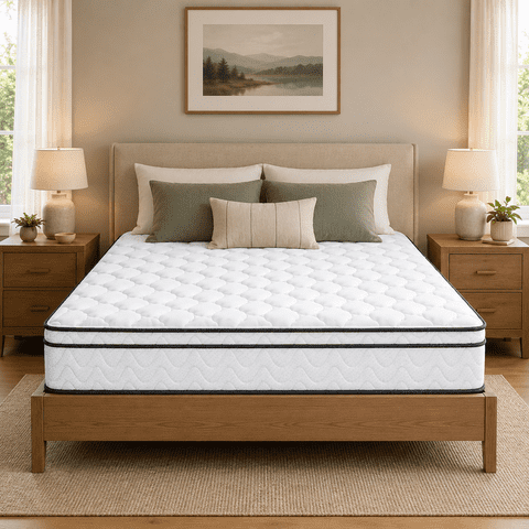 12 Inch Queen Hybrid Mattress, Memory Foam Mattress in a Box with Individually Wrapped Pocket Springs, Breathable Quilted Cover, Motion Isolation, Pressure Relief Comfort, 80" x 60" x 12"