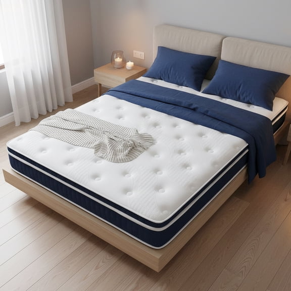 12 Inch Queen Mattress | Memory Foam Hybrid Mattress with Spring | Medium Firm Support | Motion Isolation & Silent Sleep & Pressure Relief | Mattress in A Box, 80" L x 60" W, White