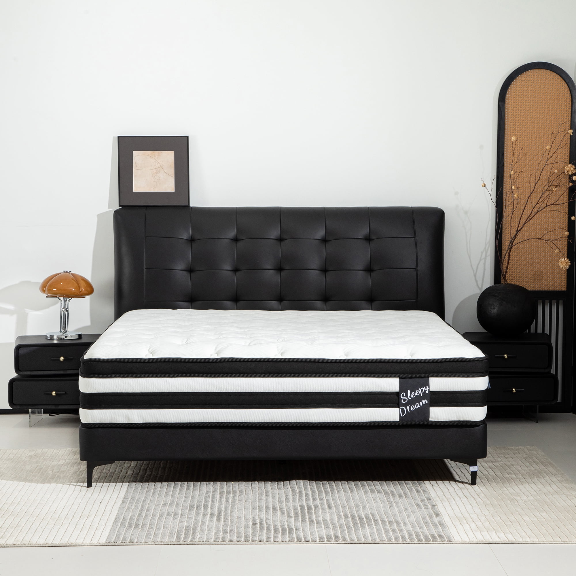 12 Inch Queen Size Mattress,Breathable Memory Foam Hybrid Mattress Knitted Cover,Individual Pocket Spring,Adult