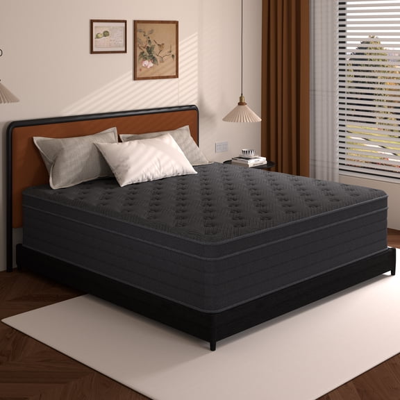 12 Inch Queen Size Mattress,Gray Cooling Gel Memory Foam Mattress in a Box, Individual Pocket Spring Hybrid Mattress,Pressure Relief, CertiPUR-US