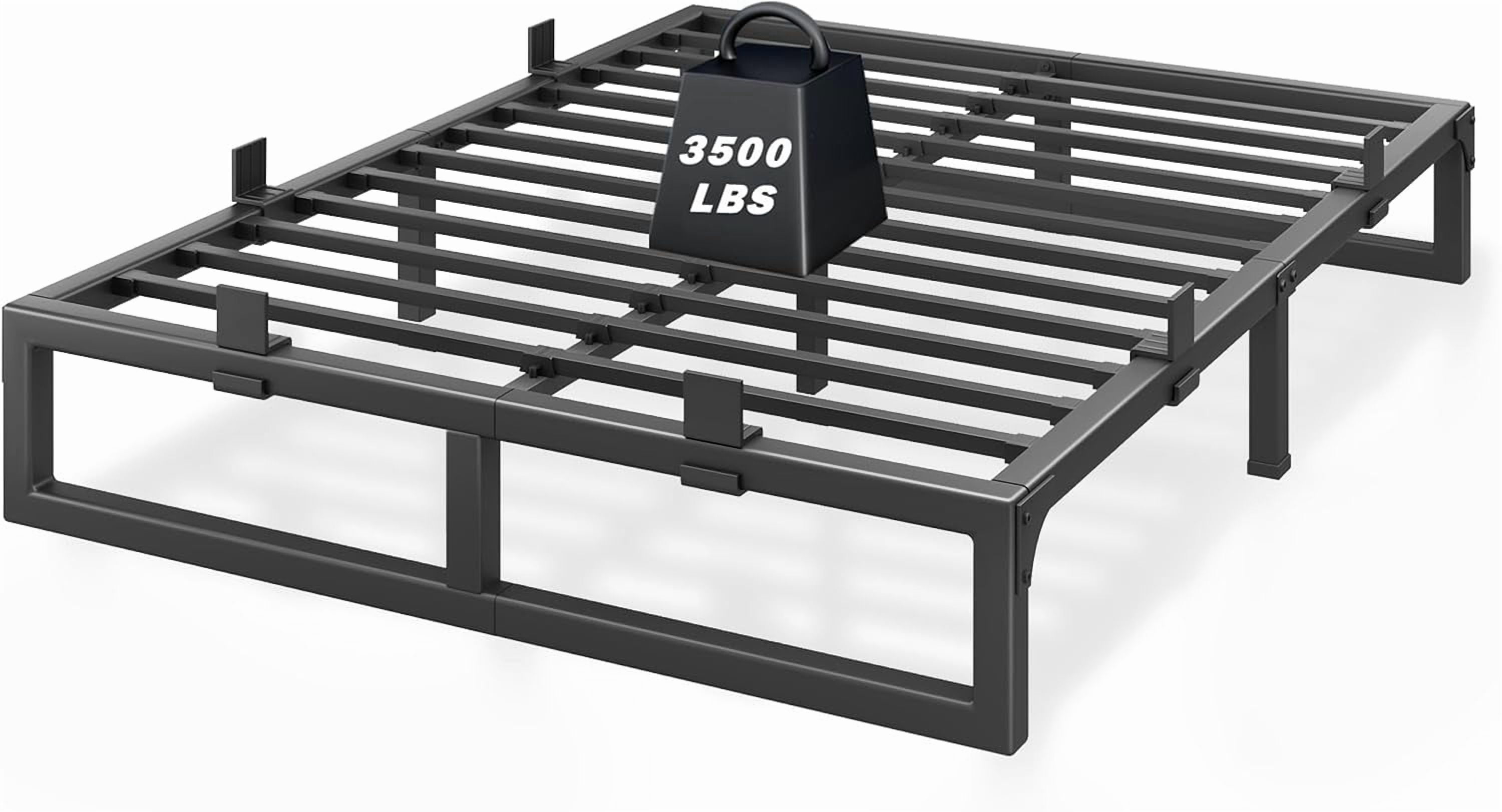 12-Inch Queen Size Metal Platform Bed Frame with Squeak-Free U-Slot Design, 3500 lbs Capacity, Under Bed Storage, Black